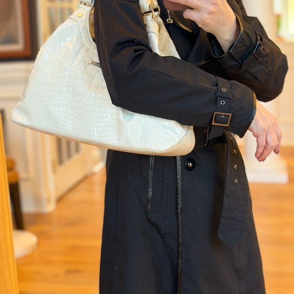 Cole Haan White Croc Embossed Patent Leather Hobo Bag - Picture 13 of 16